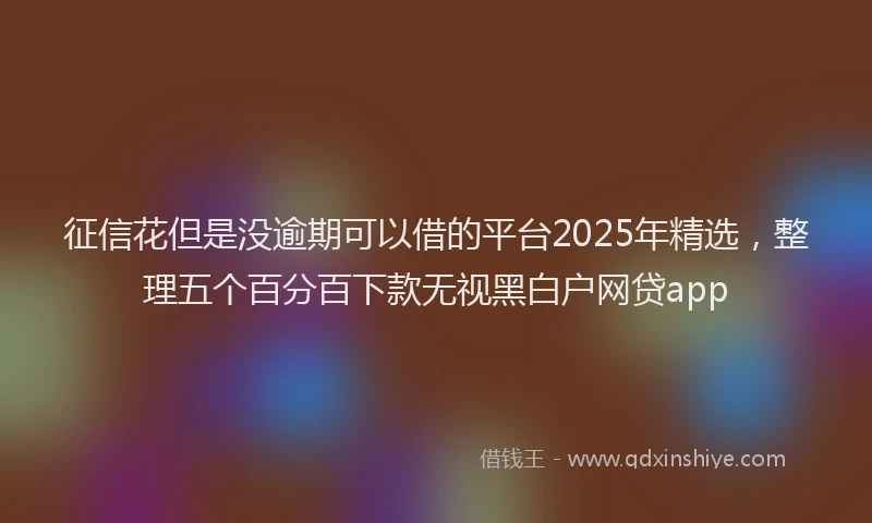 征信花但是没逾期可以借的平台2025年精选，整理五个百分百下款无视黑白户网贷app