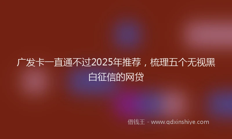 广发卡一直通不过2025年推荐，梳理五个无视黑白征信的网贷