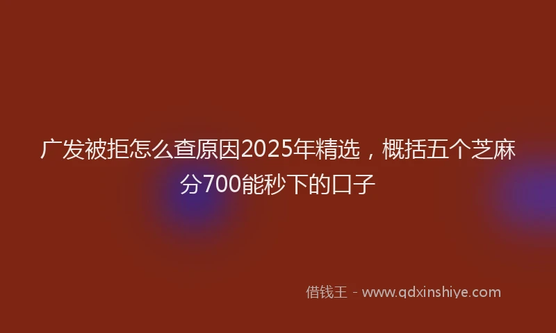 广发被拒怎么查原因2025年精选，概括五个芝麻分700能秒下的口子
