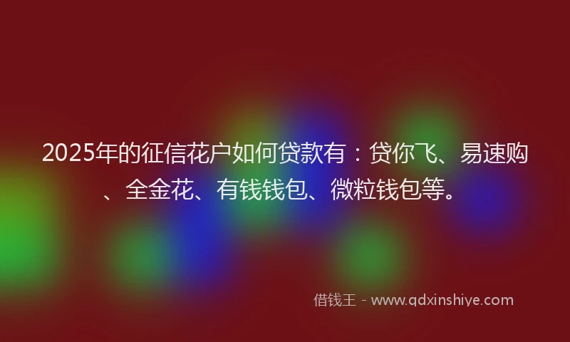 2025年的征信花户如何贷款有：贷你飞、易速购、全金花、有钱钱包、微粒钱包等。