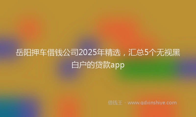 岳阳押车借钱公司2025年精选，汇总5个无视黑白户的贷款app