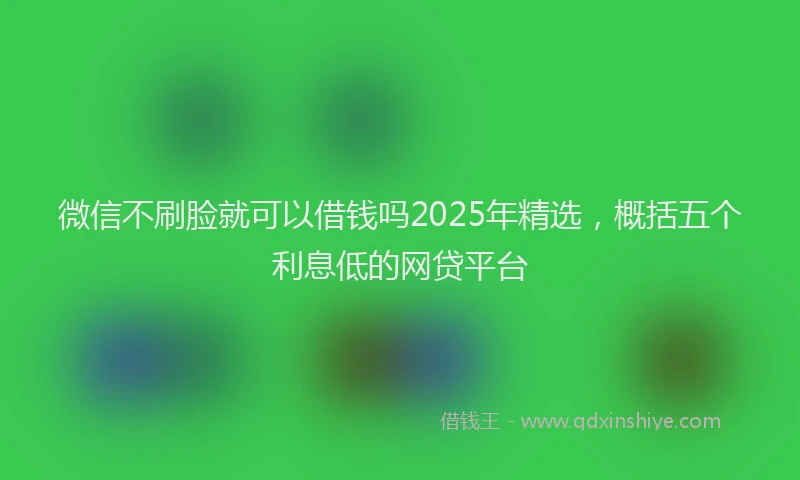 微信不刷脸就可以借钱吗2025年精选，概括五个利息低的网贷平台