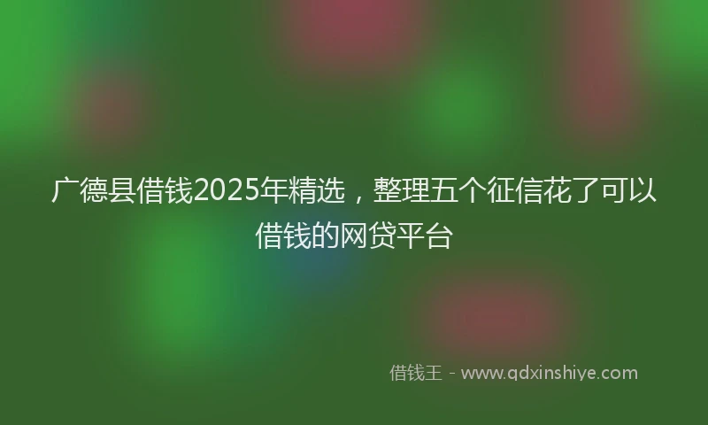 广德县借钱2025年精选，整理五个征信花了可以借钱的网贷平台