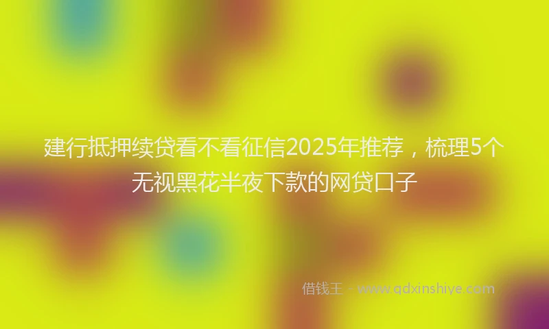 建行抵押续贷看不看征信2025年推荐，梳理5个无视黑花半夜下款的网贷口子