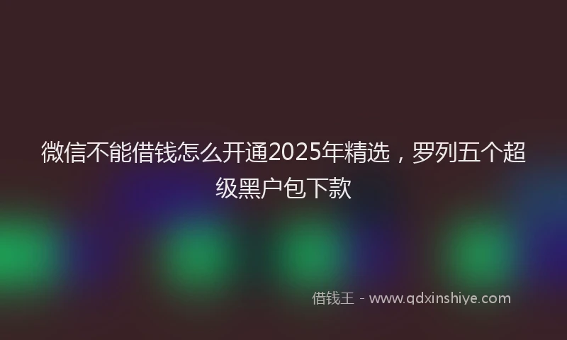 微信不能借钱怎么开通2025年精选，罗列五个超级黑户包下款