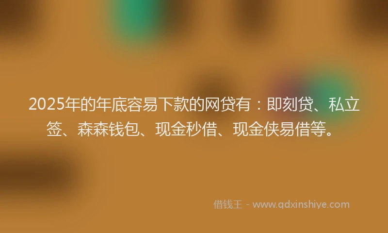 2025年的年底容易下款的网贷有：即刻贷、私立签、森森钱包、现金秒借、现金侠易借等。