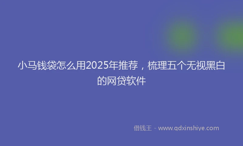 小马钱袋怎么用2025年推荐，梳理五个无视黑白的网贷软件