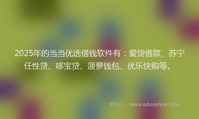2025年的当当优选借钱软件有：爱贷借款、苏宁任性贷、哆宝贷、菠萝钱包、优乐快购等。