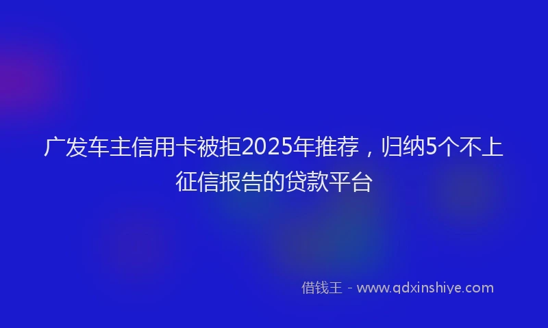 广发车主信用卡被拒2025年推荐，归纳5个不上征信报告的贷款平台