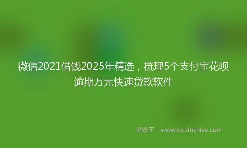 微信2021借钱2025年精选，梳理5个支付宝花呗逾期万元快速贷款软件