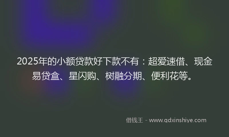 2025年的小额贷款好下款不有：超爱速借、现金易贷盒、星闪购、树融分期、便利花等。
