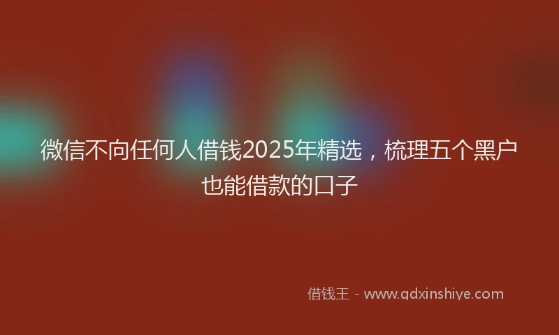 微信不向任何人借钱2025年精选，梳理五个黑户也能借款的口子