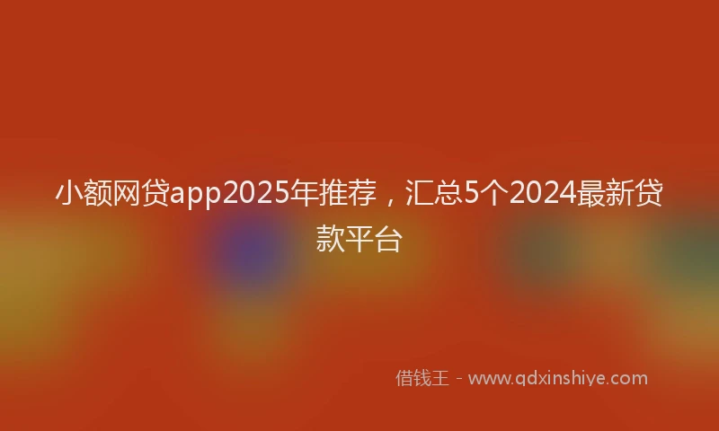 小额网贷app2025年推荐，汇总5个2024最新贷款平台