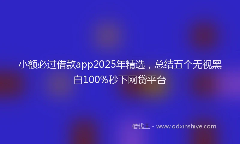 小额必过借款app2025年精选，总结五个无视黑白100%秒下网贷平台