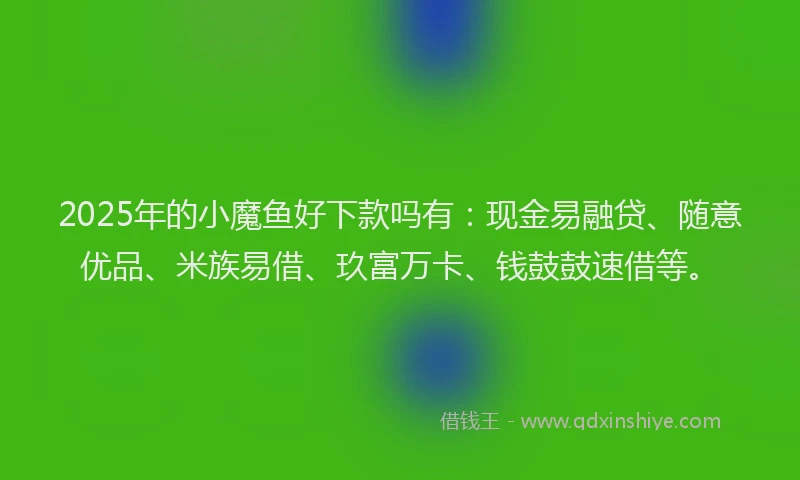 2025年的小魔鱼好下款吗有：现金易融贷、随意优品、米族易借、玖富万卡、钱鼓鼓速借等。