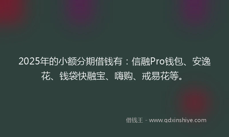 2025年的小额分期借钱有：信融Pro钱包、安逸花、钱袋快融宝、嗨购、戒易花等。