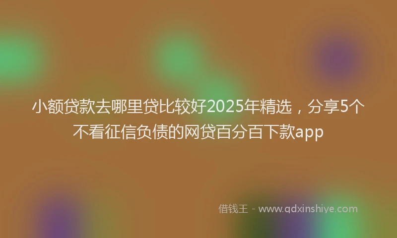 小额贷款去哪里贷比较好2025年精选，分享5个不看征信负债的网贷百分百下款app