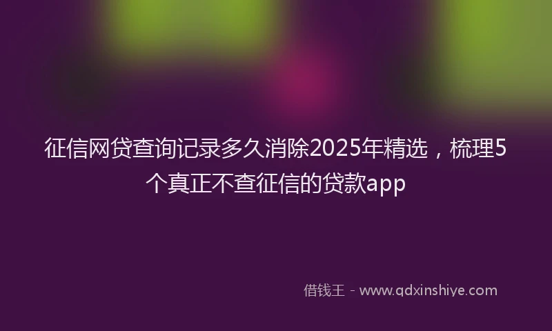征信网贷查询记录多久消除2025年精选，梳理5个真正不查征信的贷款app