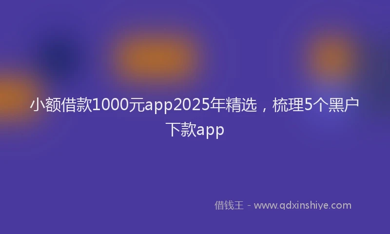 小额借款1000元app2025年精选，梳理5个黑户下款app