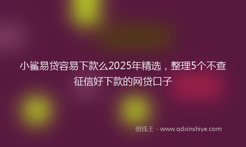 小鲨易贷容易下款么2025年精选，整理5个不查征信好下款的网贷口子