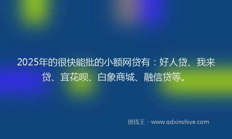 2025年的很快能批的小额网贷有：好人贷、我来贷、宜花呗、白象商城、融信贷等。