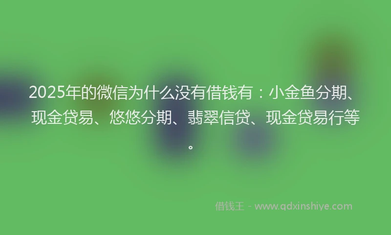 2025年的微信为什么没有借钱有：小金鱼分期、现金贷易、悠悠分期、翡翠信贷、现金贷易行等。