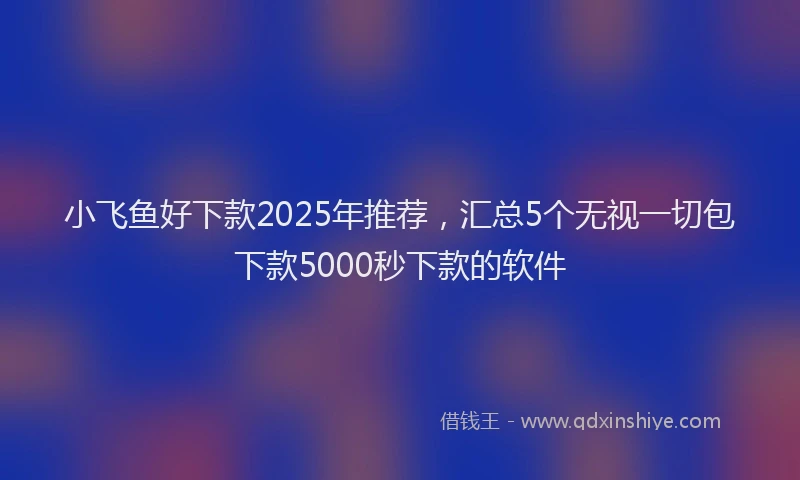 小飞鱼好下款2025年推荐，汇总5个无视一切包下款5000秒下款的软件