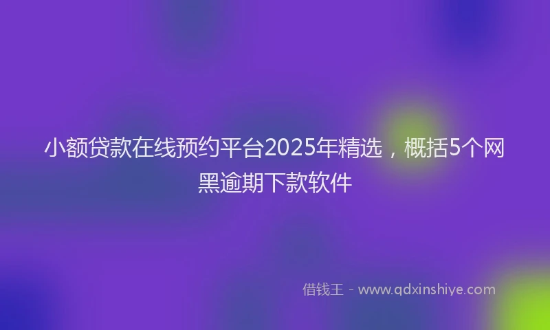 小额贷款在线预约平台2025年精选，概括5个网黑逾期下款软件