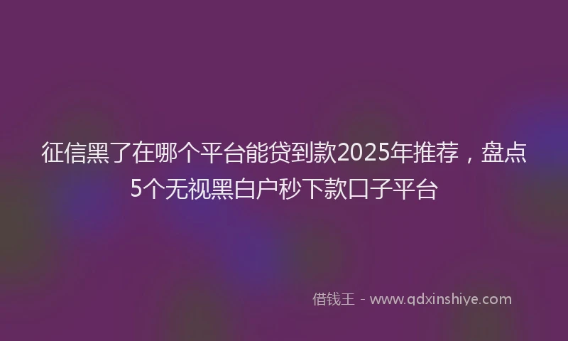 征信黑了在哪个平台能贷到款2025年推荐，盘点5个无视黑白户秒下款口子平台