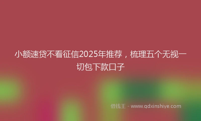 小额速贷不看征信2025年推荐，梳理五个无视一切包下款口子