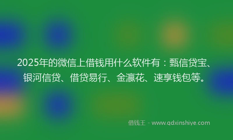 2025年的微信上借钱用什么软件有：甄信贷宝、银河信贷、借贷易行、金瀛花、速享钱包等。