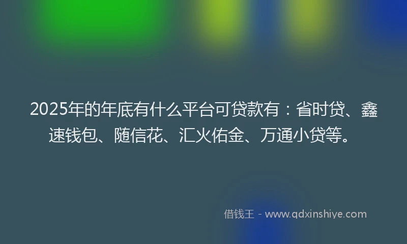2025年的年底有什么平台可贷款有：省时贷、鑫速钱包、随信花、汇火佑金、万通小贷等。