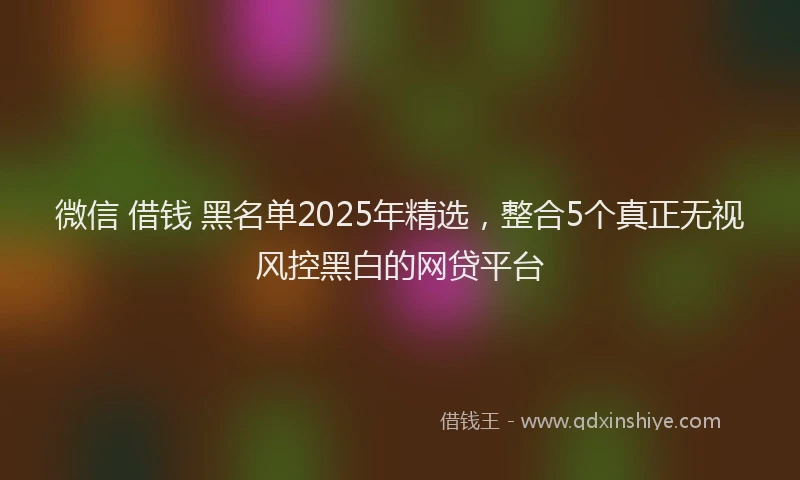 微信 借钱 黑名单2025年精选，整合5个真正无视风控黑白的网贷平台