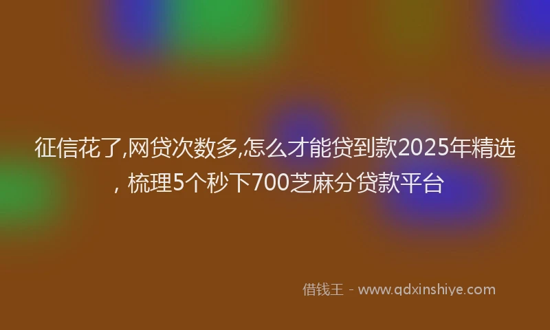 征信花了,网贷次数多,怎么才能贷到款2025年精选，梳理5个秒下700芝麻分贷款平台