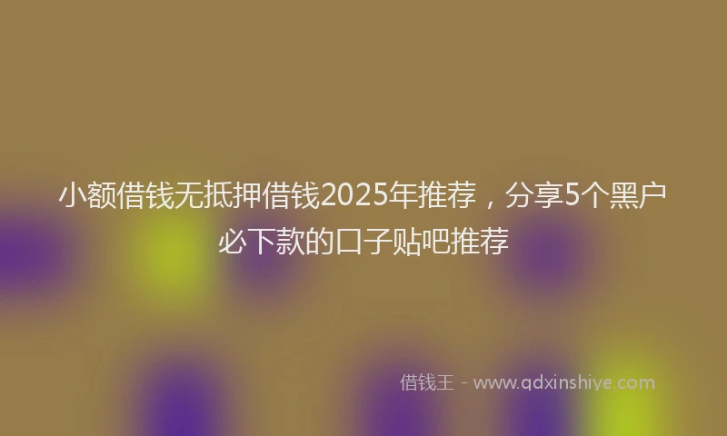 小额借钱无抵押借钱2025年推荐，分享5个黑户必下款的口子贴吧推荐