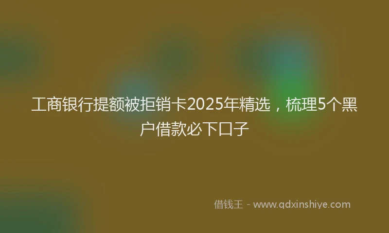 工商银行提额被拒销卡2025年精选，梳理5个黑户借款必下口子