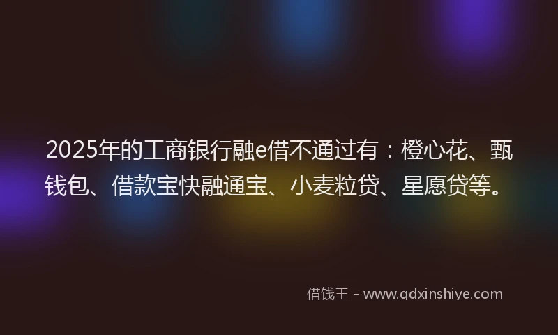 2025年的工商银行融e借不通过有：橙心花、甄钱包、借款宝快融通宝、小麦粒贷、星愿贷等。