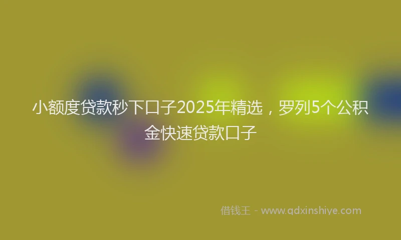 小额度贷款秒下口子2025年精选，罗列5个公积金快速贷款口子