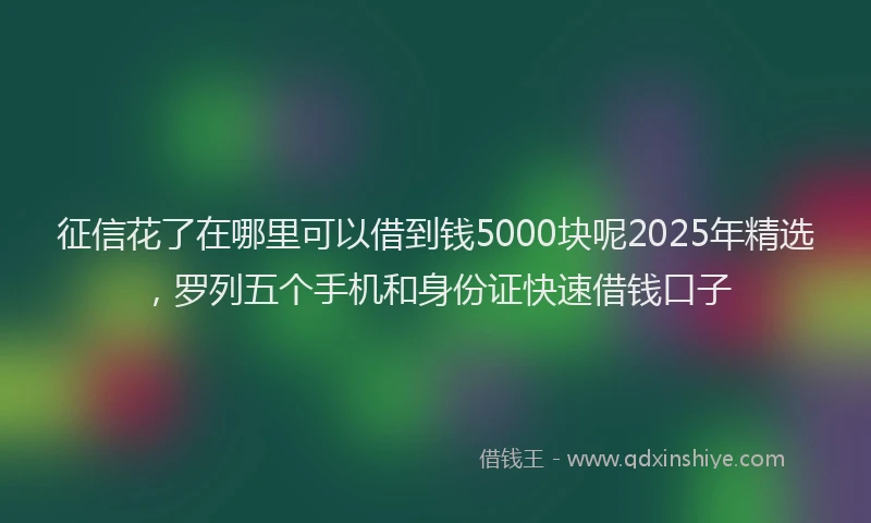 征信花了在哪里可以借到钱5000块呢2025年精选，罗列五个手机和身份证快速借钱口子