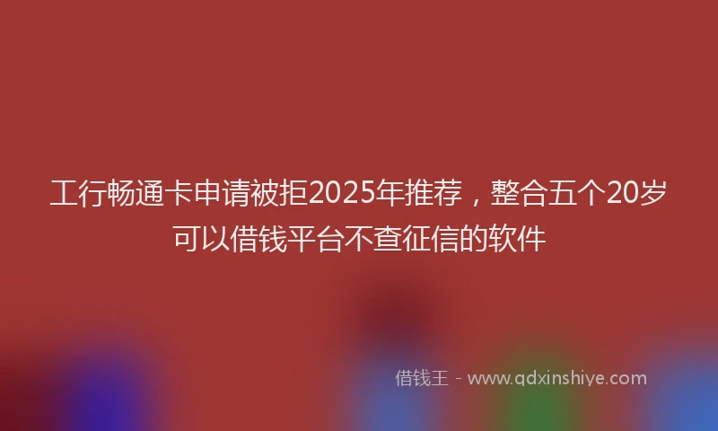 工行畅通卡申请被拒2025年推荐，整合五个20岁可以借钱平台不查征信的软件