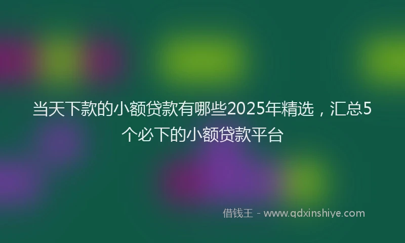 当天下款的小额贷款有哪些2025年精选，汇总5个必下的小额贷款平台