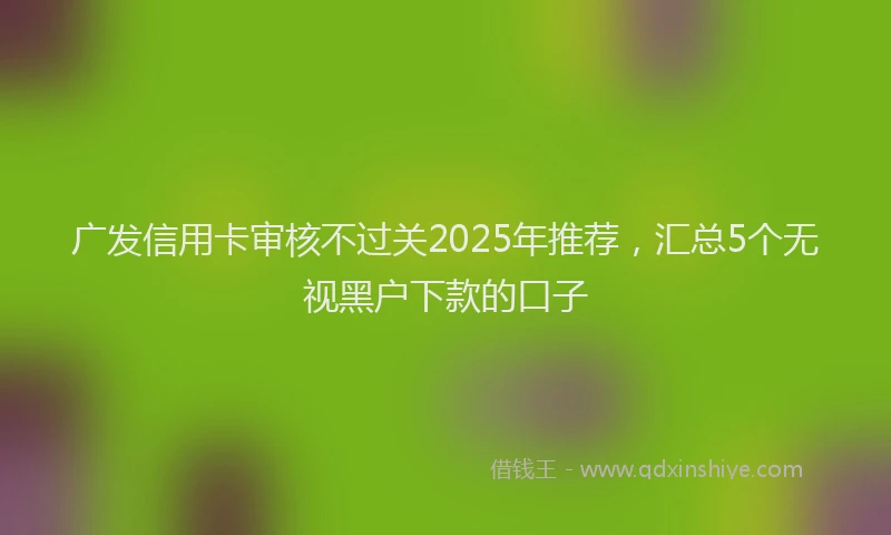 广发信用卡审核不过关2025年推荐，汇总5个无视黑户下款的口子
