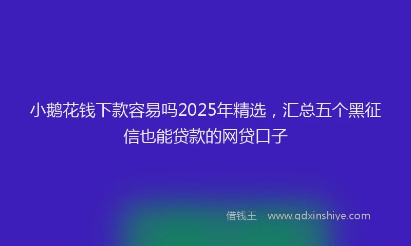 小鹅花钱下款容易吗2025年精选，汇总五个黑征信也能贷款的网贷口子