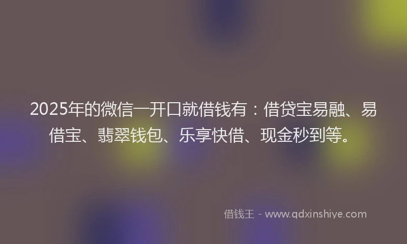 2025年的微信一开口就借钱有：借贷宝易融、易借宝、翡翠钱包、乐享快借、现金秒到等。