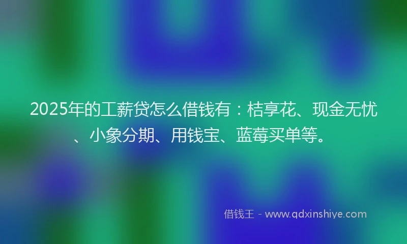 2025年的工薪贷怎么借钱有：桔享花、现金无忧、小象分期、用钱宝、蓝莓买单等。