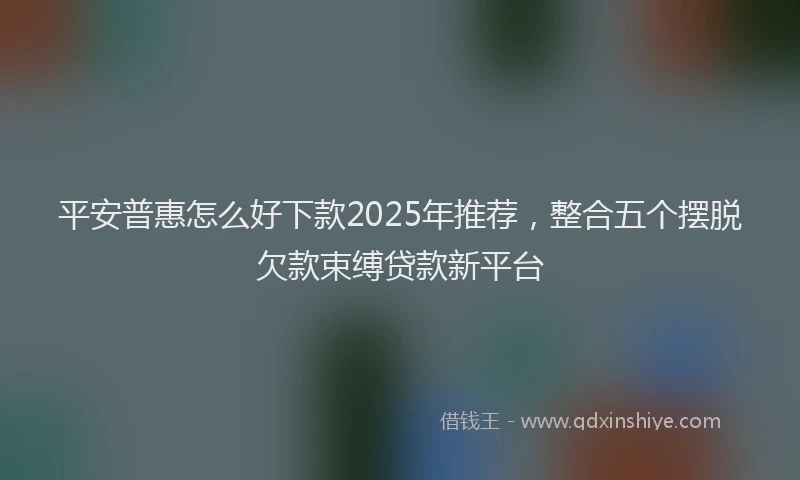 平安普惠怎么好下款2025年推荐，整合五个摆脱欠款束缚贷款新平台
