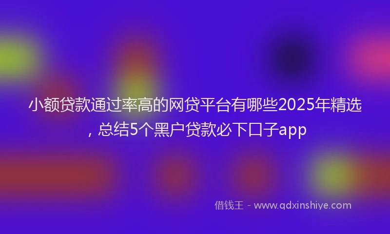 小额贷款通过率高的网贷平台有哪些2025年精选，总结5个黑户贷款必下口子app