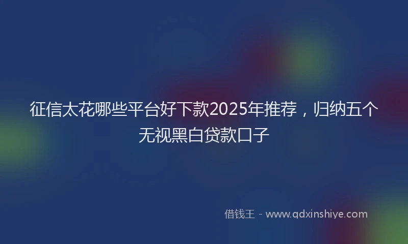 征信太花哪些平台好下款2025年推荐，归纳五个无视黑白贷款口子