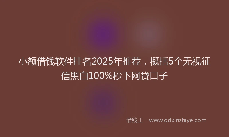 小额借钱软件排名2025年推荐，概括5个无视征信黑白100%秒下网贷口子