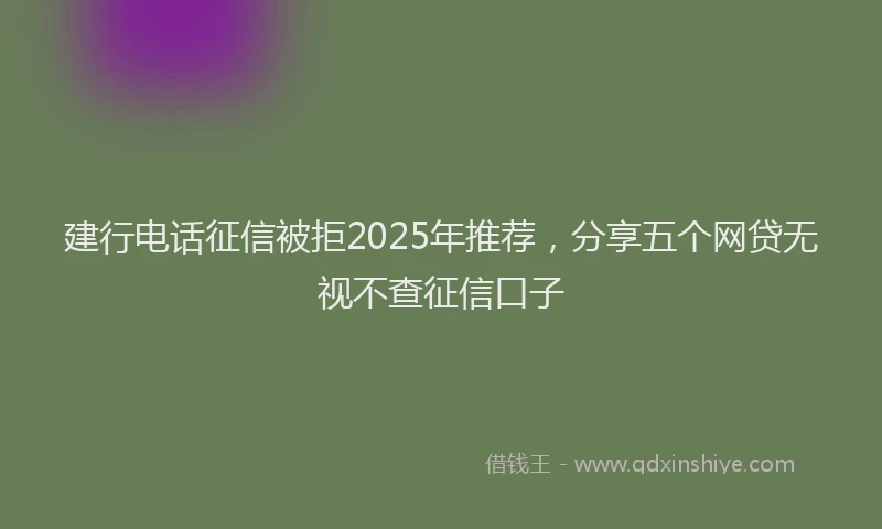 建行电话征信被拒2025年推荐，分享五个网贷无视不查征信口子